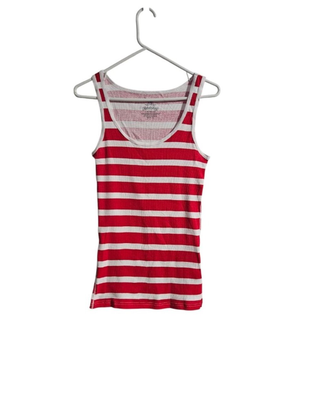 Sleeveless Summer Faded Glory Red White Striped L 12/14 Tank